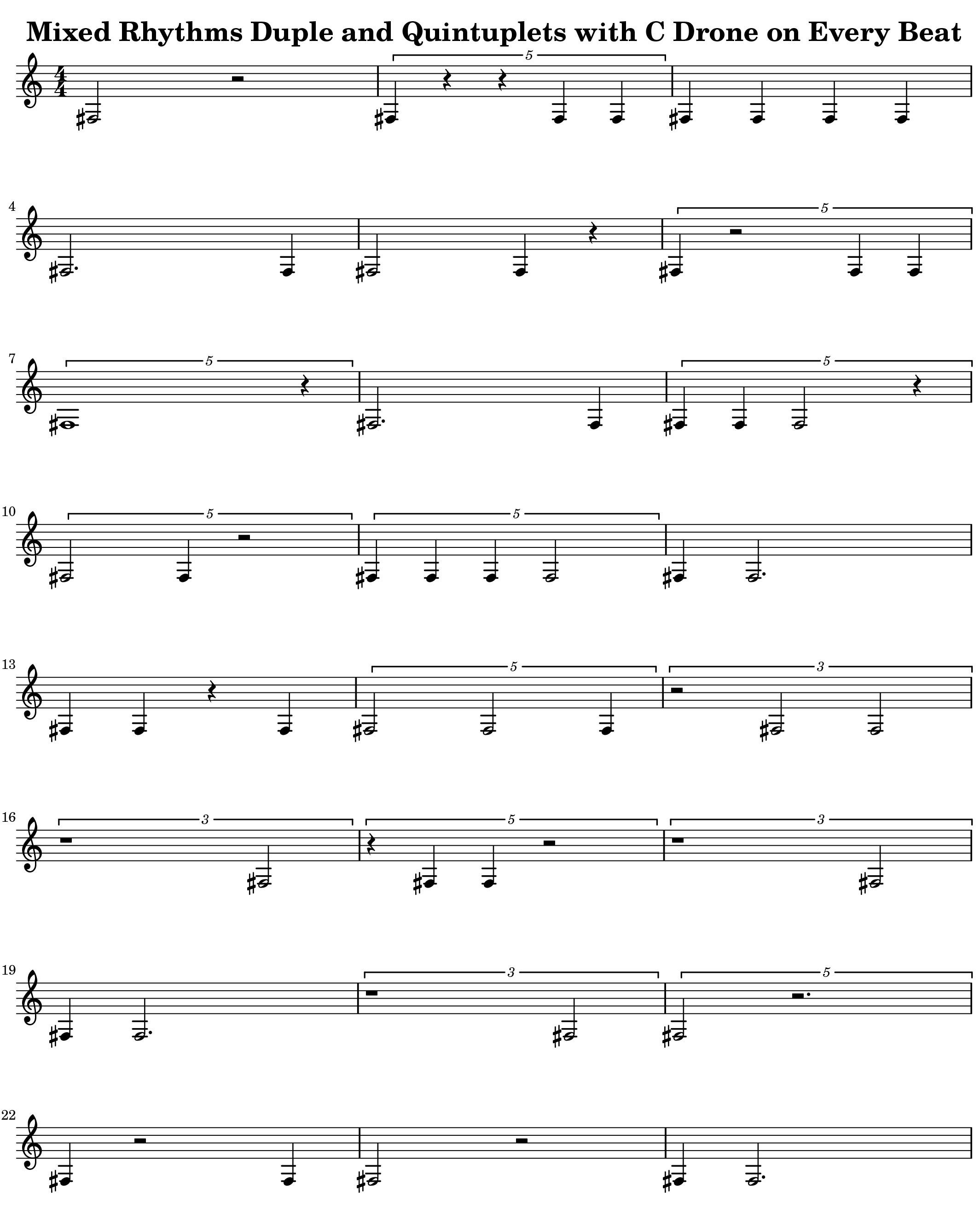 Rhythms Volume 9 Duplet and Quintuplet Rhythms with Whole and Half Notes