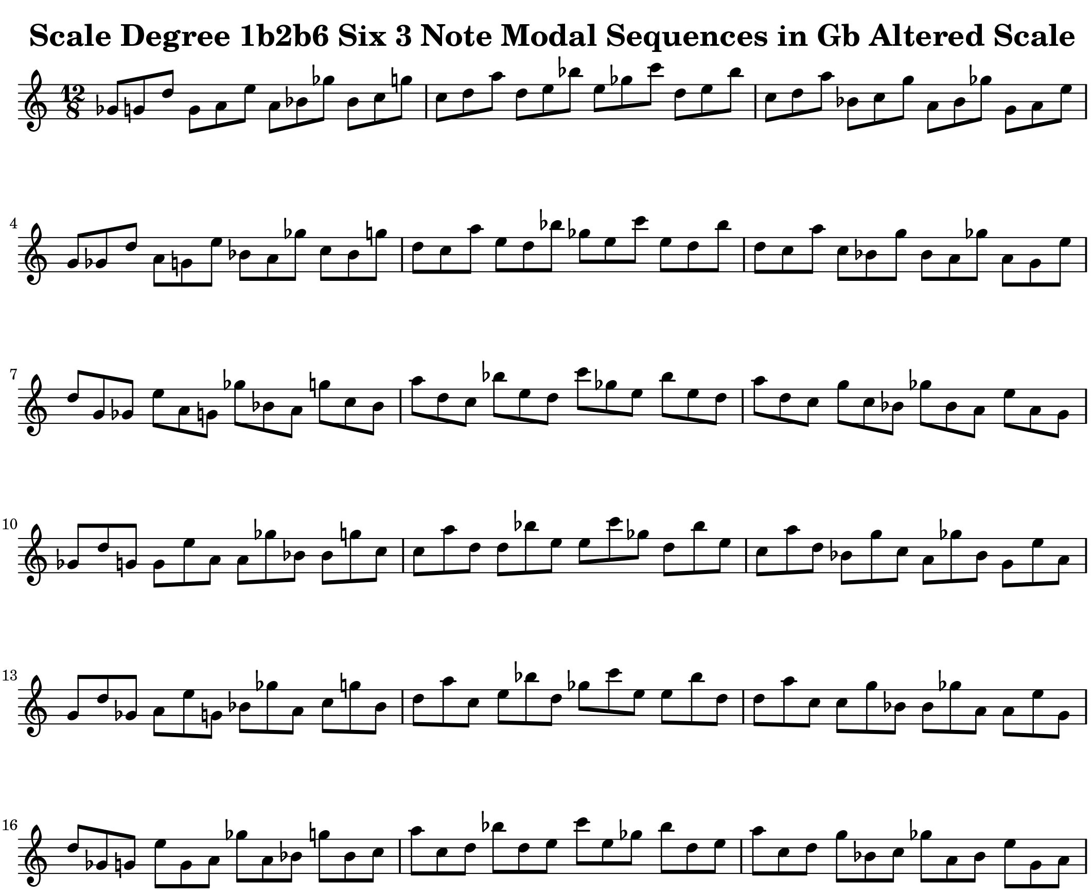 Gb Altered Scale Modal Sequencing 3 Note Group 2 for all instrumentalist by Bruce Arnold for Muse Eek Publishing Company