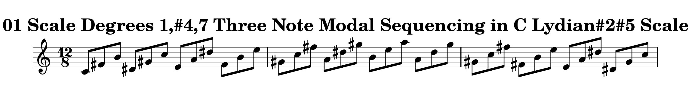 C Lydian#2#5 Scale Modal Sequencing 3 Note Group 4 for all instrumentalist by Bruce Arnold for Muse Eek Publishing Company