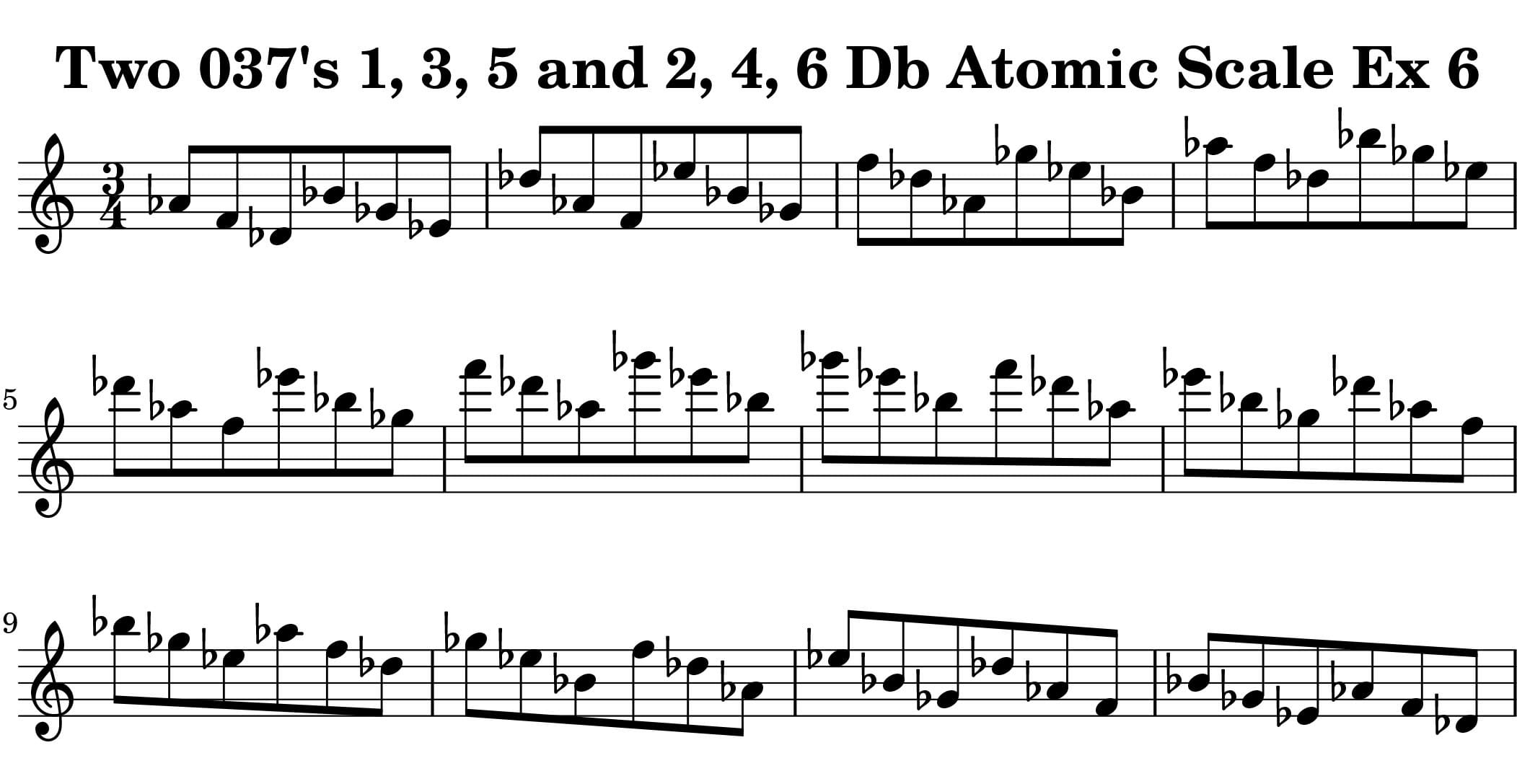 06-037-Degree-1-3-5-2-4-6-Atomic-Scale-Ex-6-Key-Db--Harmonic-and-Melodic-Equivalance-19A-Two-Triad-Pair-by-bruce-arnold-for-muse-eek-publishing-inc.