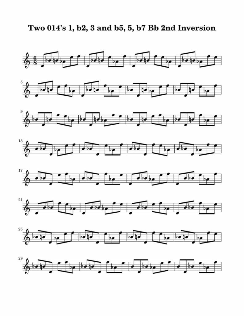 03_014_Degree_1_b2_3_b5_5_b7_2nd_Inversion_Key_Bb-Harmonic-and-Melodic-Equivalence-V4-by-bruce-arnold-for-muse-eek-publishing-inc
