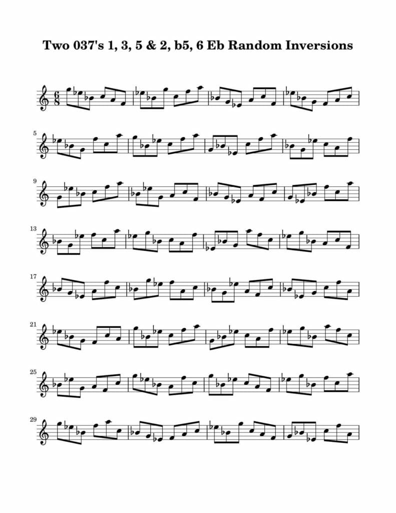 04-037-Degree-1-3-5-2-b5-6-Random-Inversions-Key-Eb-Harmonic-and-Melodic-Equivalence-19B-two-triad-pair-by-bruce-arnold-for-muse-eek-publishing-inc.