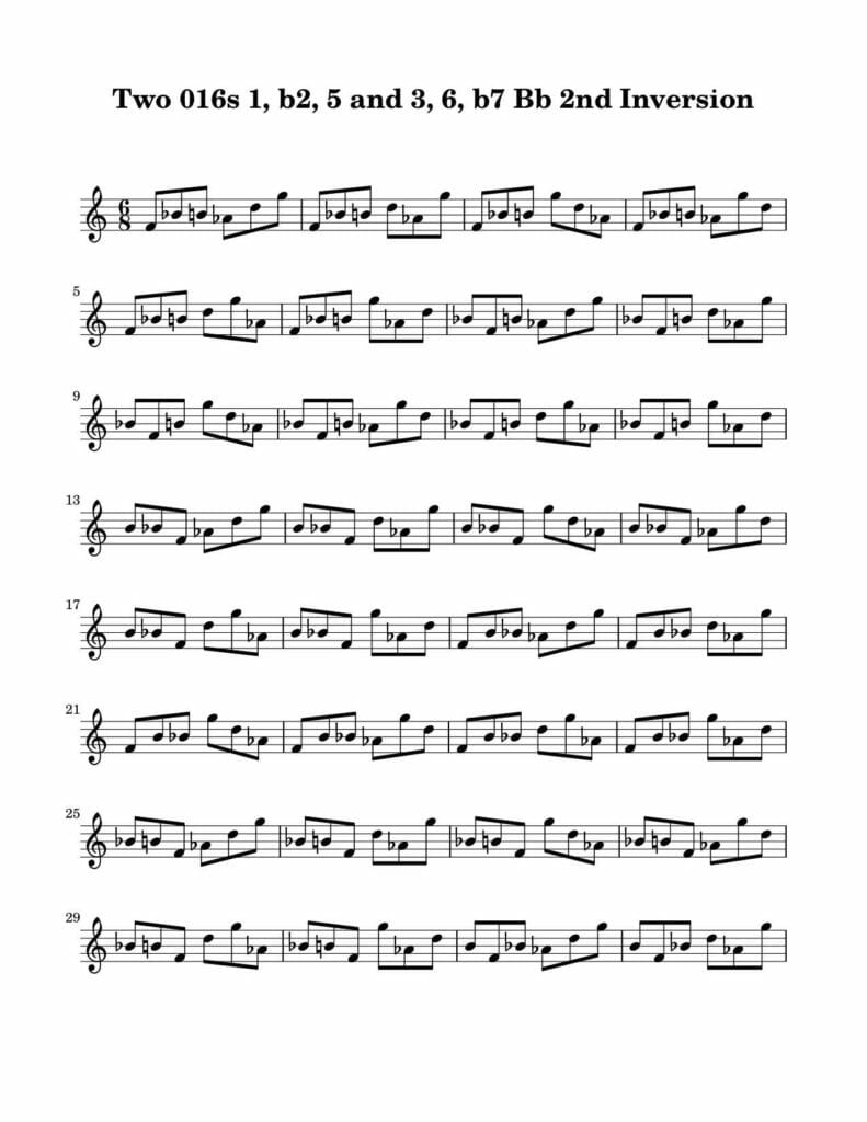 03_016_016_Degree_1_b2_3_5_6_b7_2nd_Inversion_Key_Bb-Harmonic-and-Melodic-Equivalence-V8-by-bruce-arnold-for-muse-eek-publishing-inc