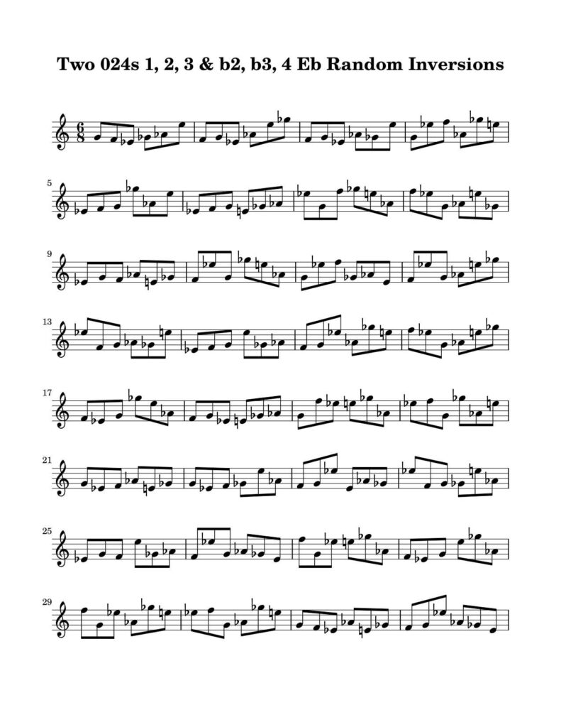04-024-024-Degree-1-b2-2-b3-3-4-Random-Inversions-Key-Eb-Harmonic-and-Melodic-Equivalence-V9B-Trichord-Pair-by-Bruce-Arnold-for-Muse-Eek-Publishing-Inc.